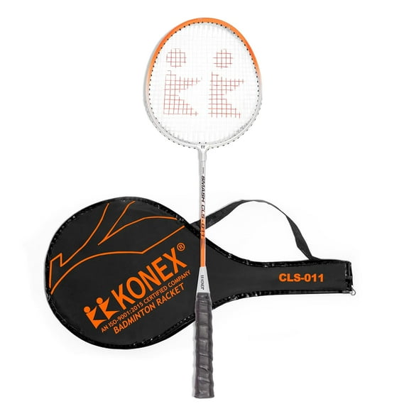 Konex Smash CLS - 011 Lightweight Aluminium , Strung Badminton Racquet with Free 3/4 Cover | for Beginner and Intermediate Players , Orange | Grip Size - 3 Inches