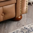 thumbnail image 3 of Onbeam 88" Chesterfield Sofa with Nailhead Trim - Faux Leather 3 Seater Sofa for Living Room - Brown, 3 of 9