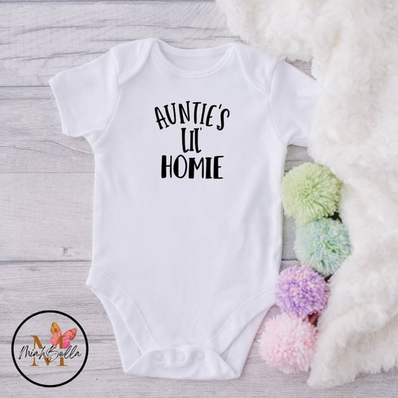 Funny Auntie Onesie Aunties Lil Homie Onesie Aunties Baby Onesie Aunties Favorite Baby Onesie Baby Shower Gift Cool Baby Clothing, Cute Natural Baby Onesie, BABY BODYSUIT LAT 4424