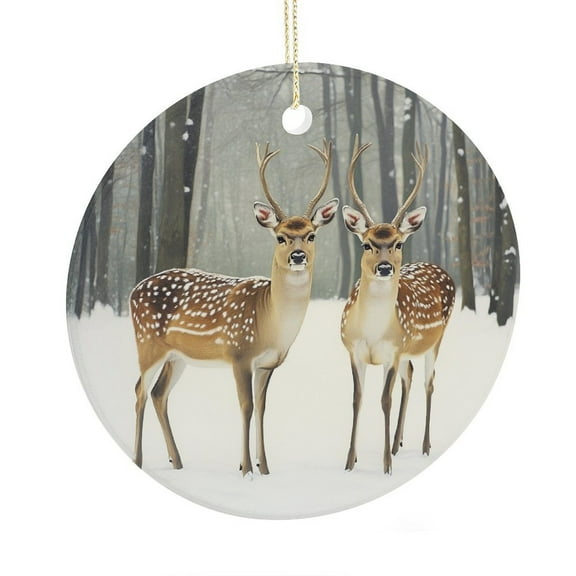 Ceramic Ornament Rustic Snowy Reindeer Ornaments for Christmas Tree Christmas Holiday Reindeer Ornament Holiday Clearance Hanging Christmas Decorations Xmas Party Supplies
