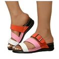 thumbnail image 1 of Mepaouo Womens Slide Sandals Arch Support Low Wedge Summer Beach Shoes Slip on Walking Slippers, 1 of 8