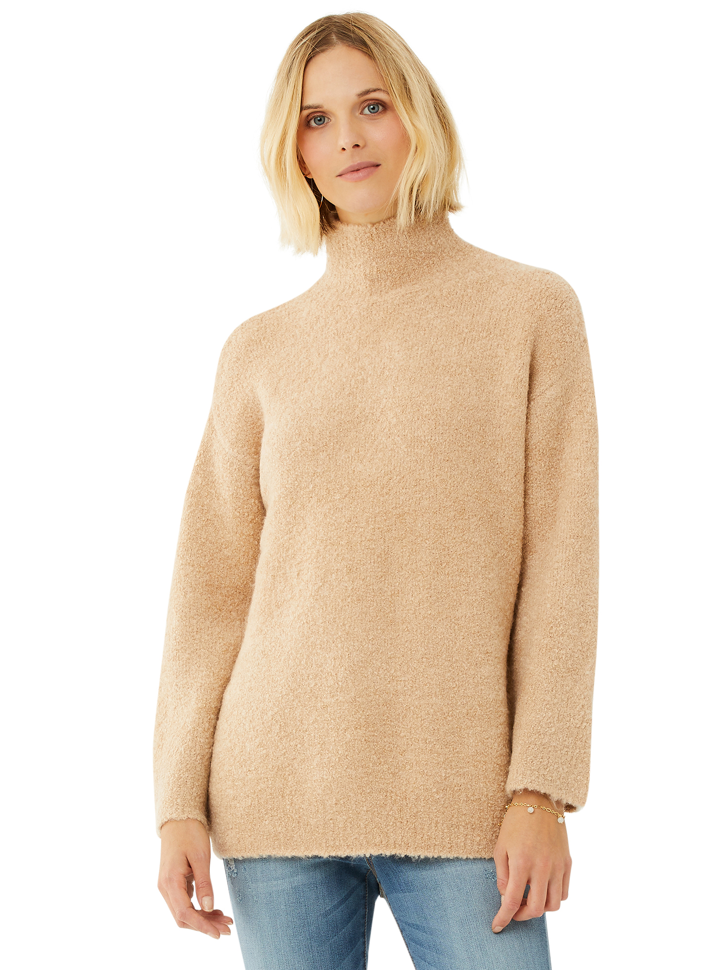Scoop Women's Cozy Funnel Neck Tunic Sweater - Walmart.com