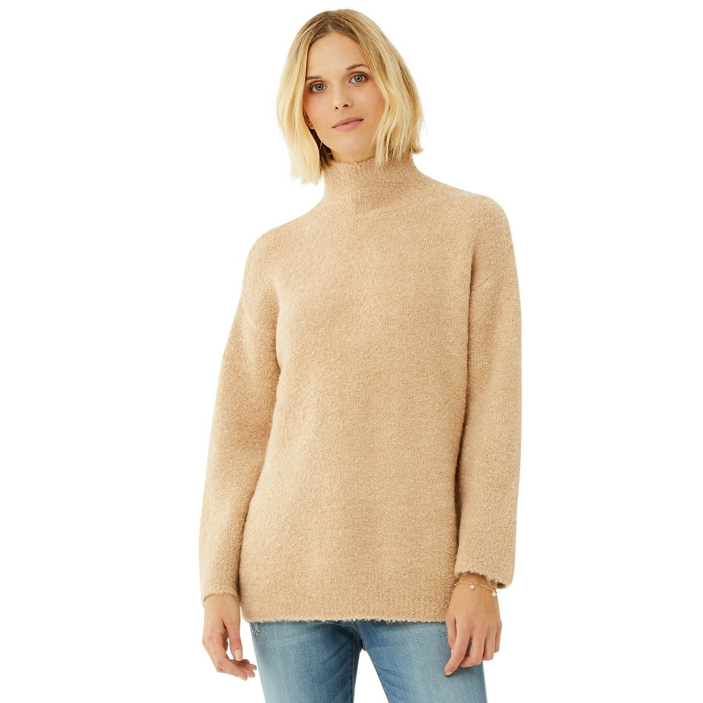 Scoop Scoop Women's Cozy Funnel Neck Tunic Sweater