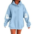 thumbnail image 4 of Kilaqueen Halloween Ghost Sweatshirts for Women Spooky Season Funny Long Sleeve Loose Fit Hooded Tops Cute Graphic Print Fall Hoodies, 4 of 5