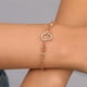 thumbnail image 4 of Pulsera doble con corazones huecos y perforados, pulsera con diamantes de imitación, pulsera con charms, regalo sorpresa de cumpleaños para mujer y niña, 4 of 8