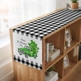 thumbnail image 6 of Table Runners 70 Inches Long Dress Scarves, St. Patrick's Day Farmhouse Coffee/Dining/Kitchen Table Decor, Holiday Table Runner, Spring Three Leaf Grass Truck Black Plaid 13x70 Inch, 6 of 9