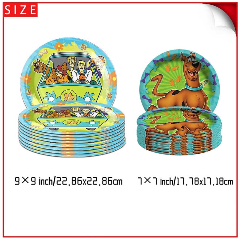 Scooby doo Party Tableware Set Plates Cup Kit Birthday Supplies Decorations Disposable Dinnerware