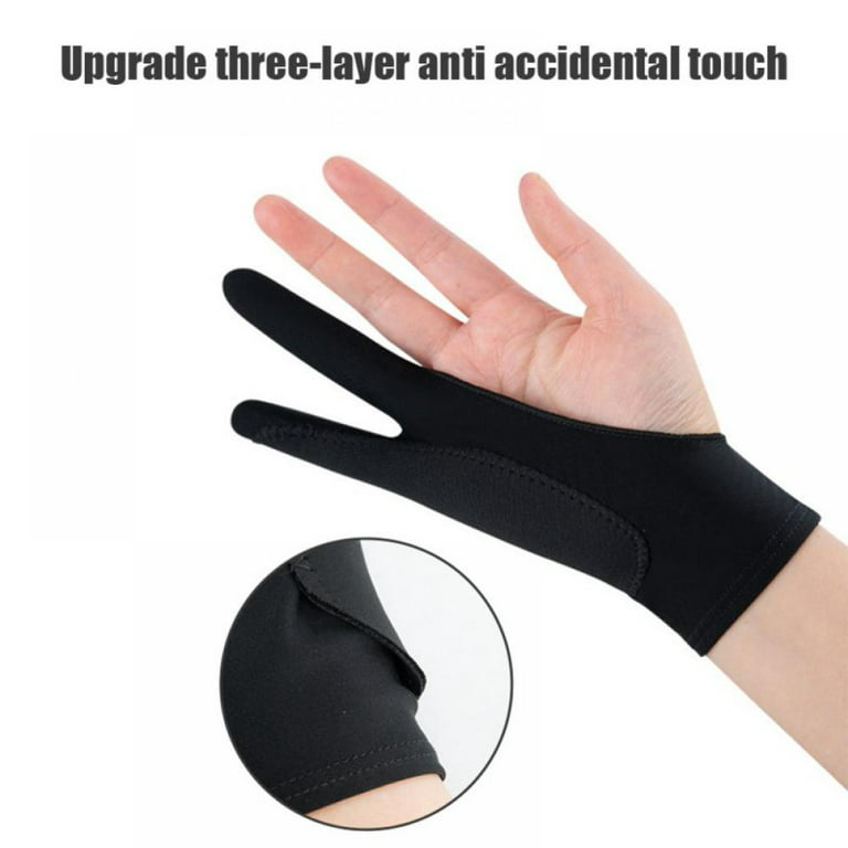 Naiyafly 1pair Anti-mistouch Gloves One-Finger Three-Layer Anti-mistouch Painting Sketch Gloves Tablet Tablet Drawing Gloves S, adult Unisex, Size