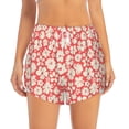 thumbnail image 2 of Balery Beige Flowers Pantalones cortos deportivos para mujer con forro y dos bolsillos, elásticos, para entrenamiento, gimnasio, yoga-XX-Large, 2 of 7