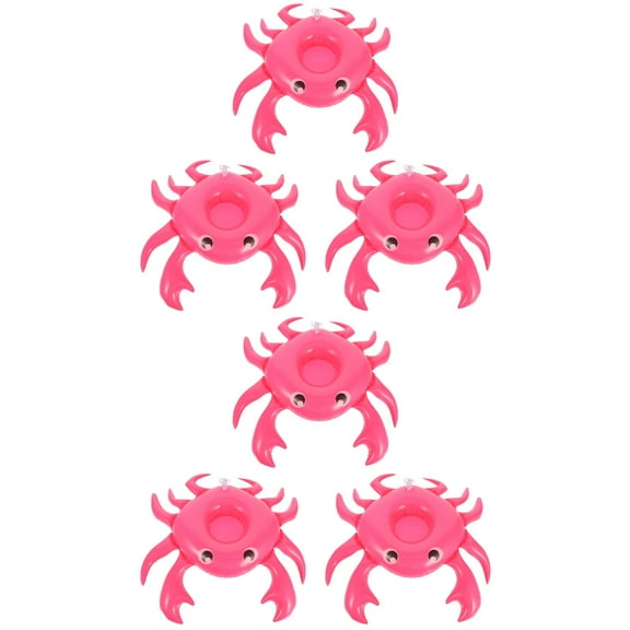 Hytrove Inflatable Pool Cup Holder Rosy PVC Design 6Pack For Beach Parties