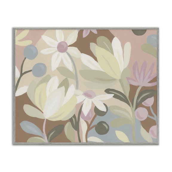 Stupell Industries Modern Tangled Blooms Plants & Flowers Painting Gray Framed Art Print Wall Art, 14 x 11