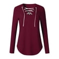 thumbnail image 3 of EIMELI Haut Imprimé à Manches Longues Couleur Unie pour Femmes Rose m, 3 of 4