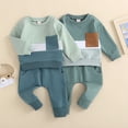 thumbnail image 6 of Douhoow Toddler Boy Fall Outfits Contrast Color Sweatshirts Pants 2Pcs Set, 6 of 8
