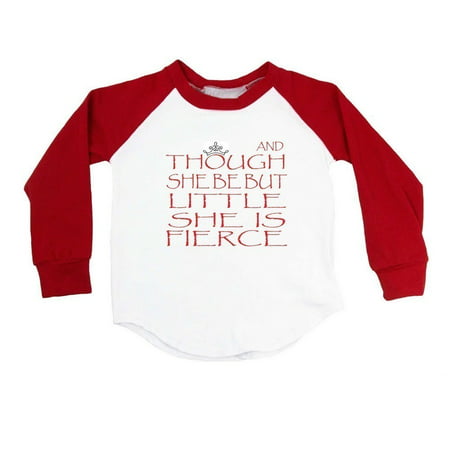 Baby Girls Red Shakespeare Quote Print Cotton Spandex Raglan T-Shirt