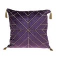 thumbnail image 1 of HomeRoots 402677 Pourpre Foncé & Or Geo Velours Coussin avec Pompons Or, 1 of 1