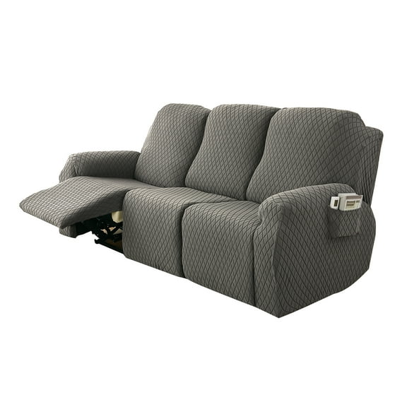 XmhyTop-A Couch Cover Jacquard Stretch Sofa Covers 3 seat Reclining Chair Cover for Living Room Sofa Easy Fit Washable Furniture Sofa Protector (Grey)