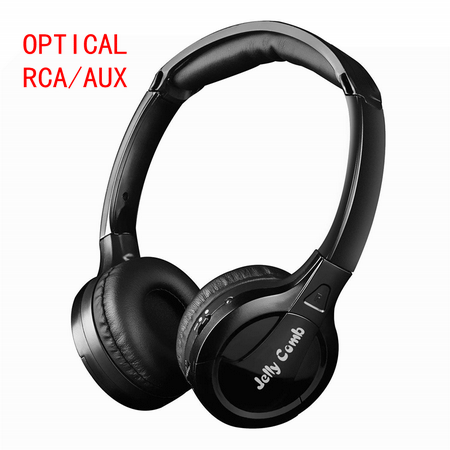 Rca Wireless Headphones Tv (Optical Wireless TV Headphones, Jelly Comb Wireless Optical TV Headphones Over-Ear Stereo Headphones Headset Earphone with Transmitter for TV Watching, Support Optical, 3.5mm AUX, RCA Audio)