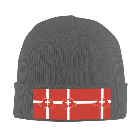 Switzerland Swiss Map Flag Beanie Hat Knit Hat Skull Cap for Men Women Winter Hat Deep Heather