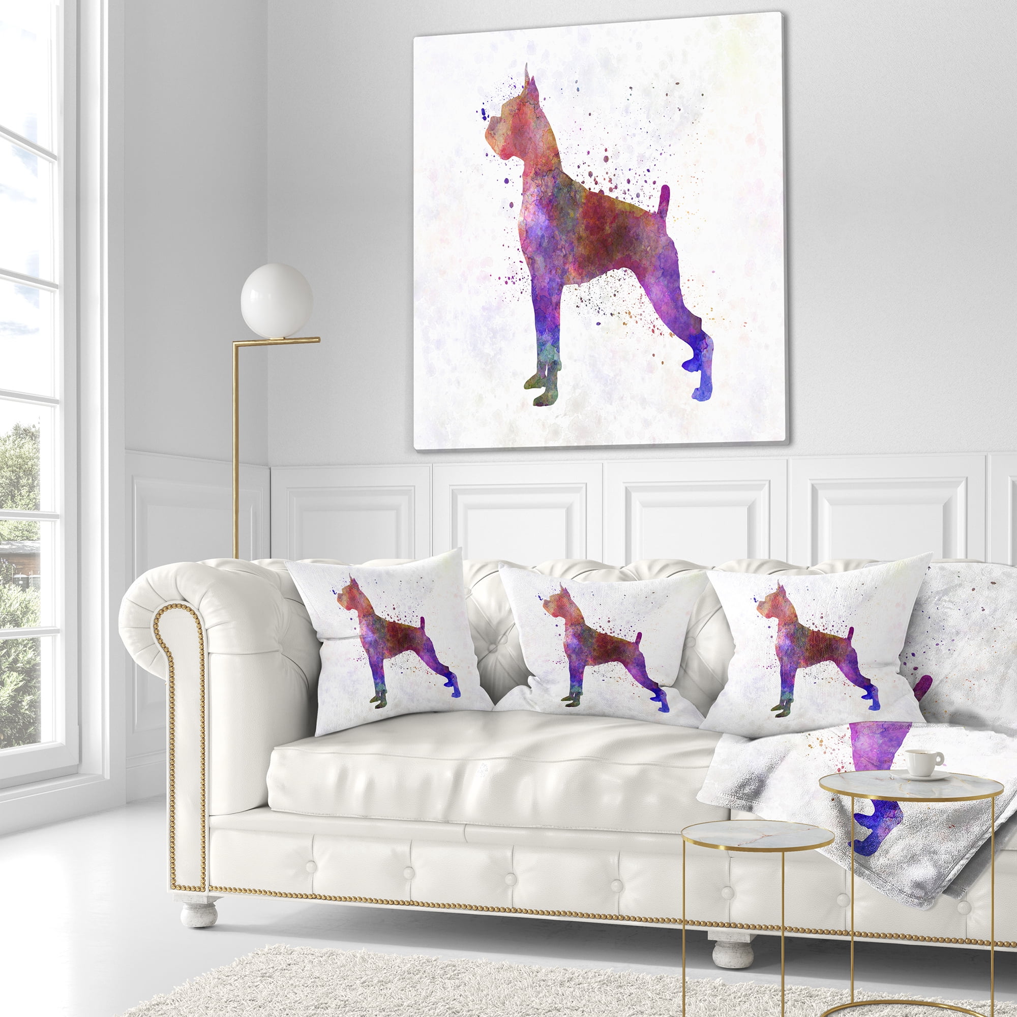 Designart Boxer in Watercolor - Animal Throw Pillow - 16x16