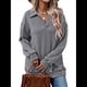 thumbnail image 3 of Sudadera con Cuello en V y Larga para Mujer, Estilo Informal, Holgado, de Punto, Estilo Túnica, para Otoño Gris XL, 3 of 7