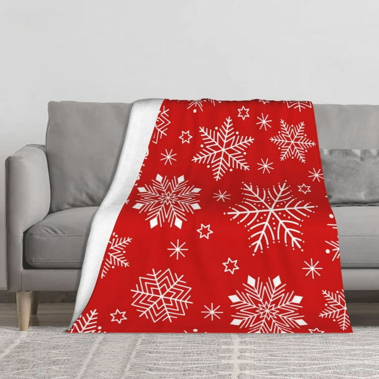 Snowflake Christmas Throw Blanket Soft Warm Cozy Fuzzy Flannel Fleece Holiday Blanket for Bed Couch Sofa 50x60 inch