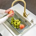 thumbnail image 4 of Kitchen Sink Telescopic Drain Rack, Hollow Drainage Holes Telescopic Sink Storage Rack with Both Sides Have Handles for Holding Fruits Tableware, 4 of 8