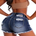 thumbnail image 5 of ClodeEU Women's High Waist Distressed Denim Shorts,Frayed Hem Classic Jean Shorts Dark Blue,Women's Plus L, 5 of 5