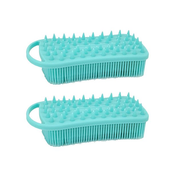 Cepillo de ducha de silicona, cepillo de ducha 2 en 1, lufa de silicona suave para pieles sensibles, cepillo de champú para masaje del cuero cabelludo, cepillo corporal de doble cara, gran espuma, exfoliación suave