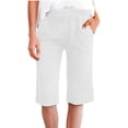 thumbnail image 2 of Inleife Women's Solid Faux Denim Bermuda Shorts Fashion Ladies Casual Drawstring Faux Denim Shorts, 2 of 6