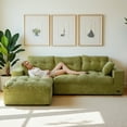 thumbnail image 5 of BYBYME 104"Modular Sectional Cloud Couch with Ottoman,Oversized L-Shaped Corduroy Sofa,Cloud Boneless Couch with Layered Cushion for Living Room,Green, 5 of 9
