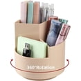 thumbnail image 1 of Portalápices de escritorio, diseño giratorio de 360 ​​grados, caja de almacenamiento de escritorio con tres rejillas circulares giratorias unisex de color rosa oscuro, 1 of 5