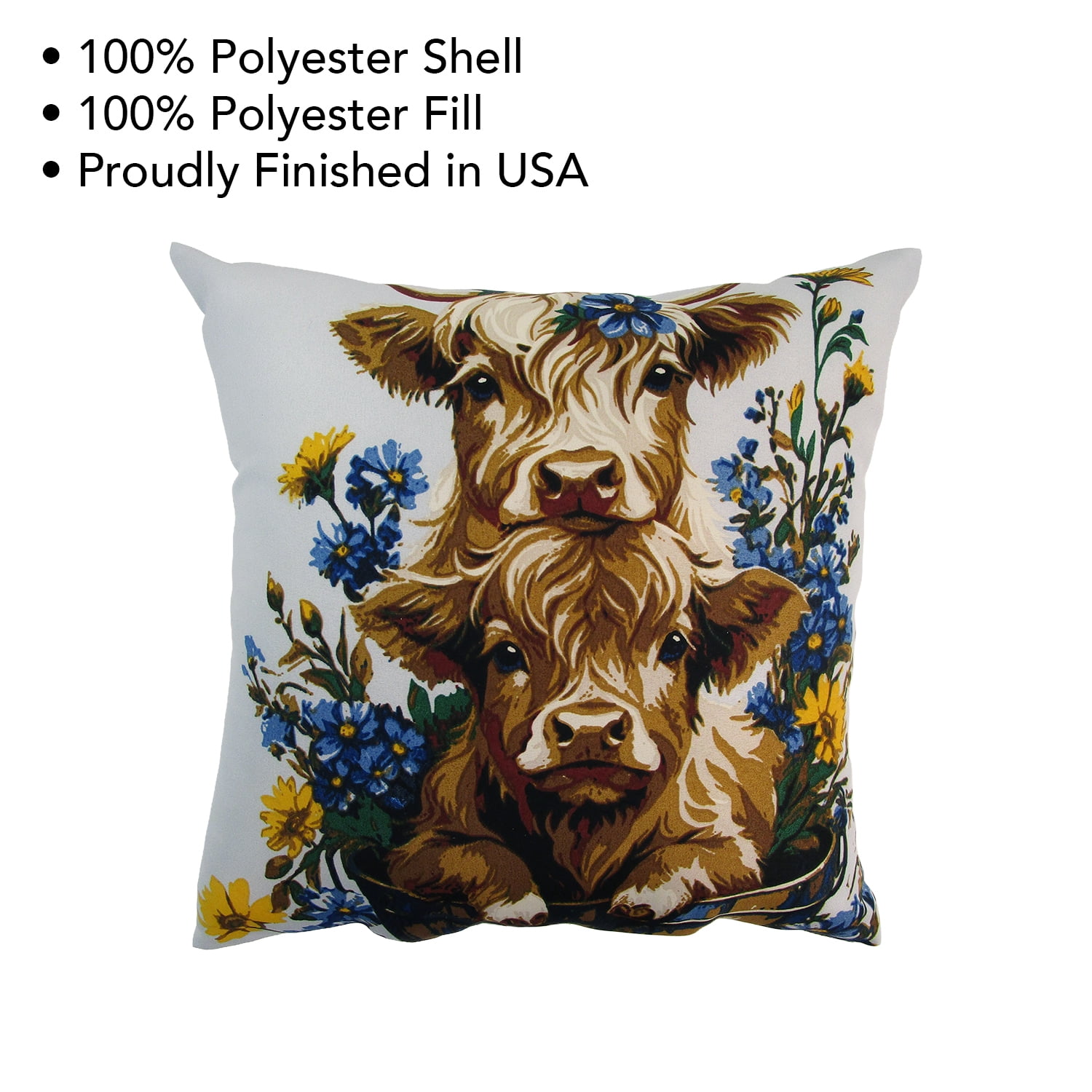 Mainstays 16" x 16" Reversible Decorative Outdoor Throw Pillow, Highland Cow