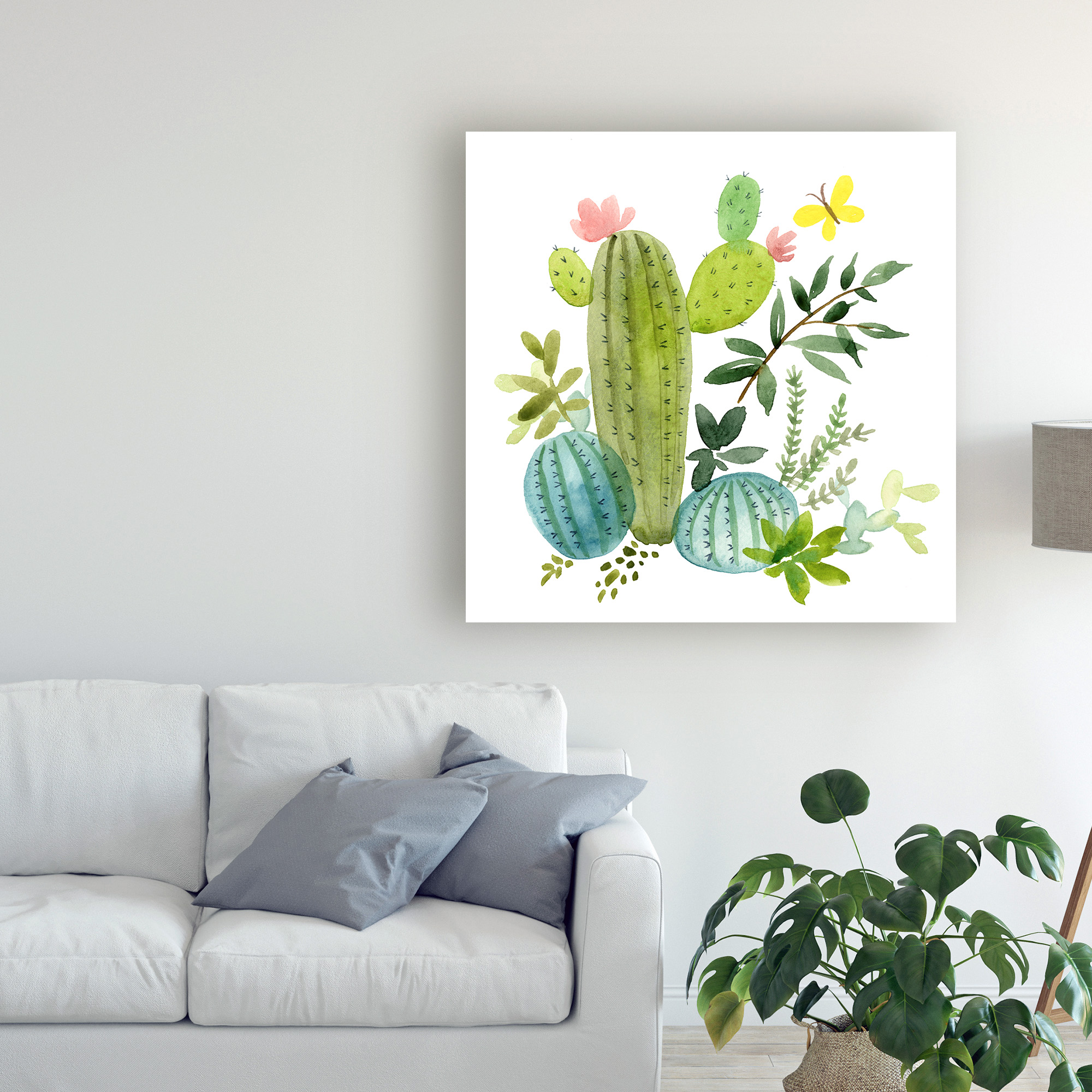 Trademark Fine Art 'Happy Cactus Painting I' Canvas Art by Jane Maday