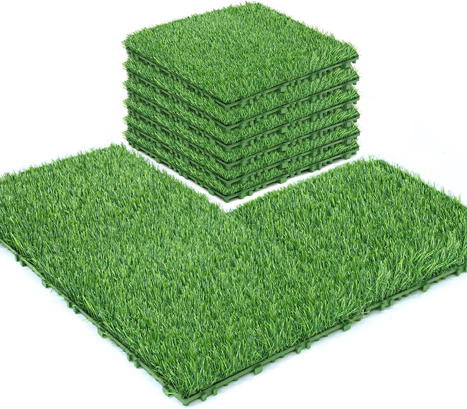 Nature's Touch 9Piece Interlocking Artificial Grass Turf Tiles for