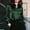 *Green, variant on ClodeEU Women's Satin V Neck Long Sleeve Button Down Blouse,Casual Loose Fit Office Shirt Top Coffee,Women's Plus L