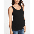 thumbnail image 4 of Maternity Tank Tops Rib Side-Shirred Sleeveless Pregnancy Basic Shirt Black L, 4 of 6