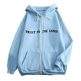 thumbnail image 6 of shqvo Jesus Loves You Hoodie Zip Up Hoodie Women Oversized Christian Sweatshirts Lightweight Long Sleeve Fleece Jacket with Pockets Preppy Clothes Sky Blue, 6 of 6