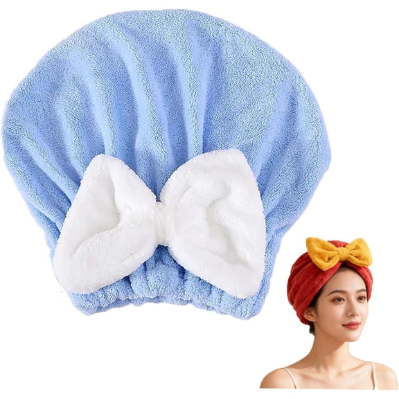 Super Absorbent Hair Towel Wrap for Wet Hair, Microfiber Hair Towel Wrap Women Quick-Drying Hair Towels, Soft Bow Tie Wet Hair Towels Wrap for Women Accessories