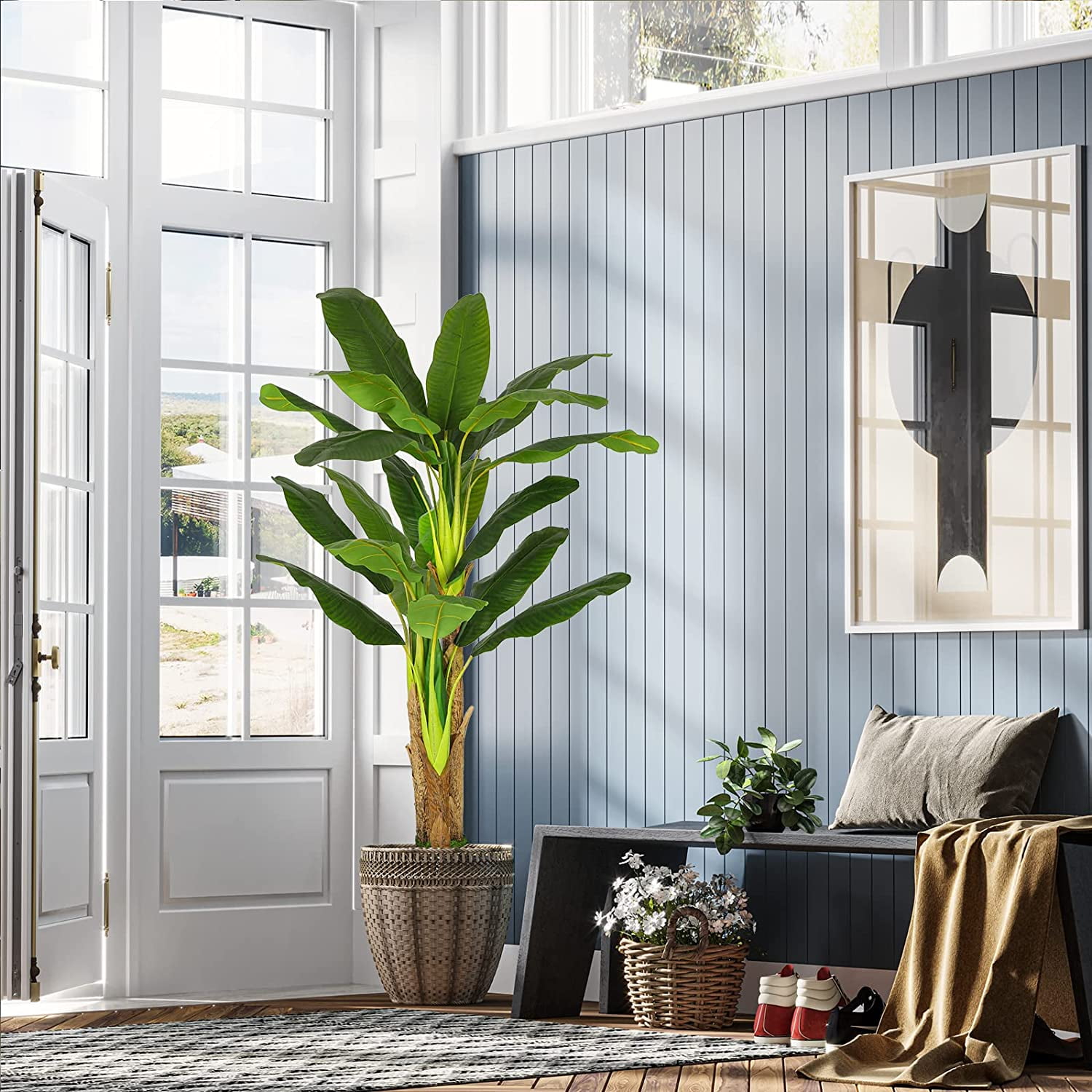 180cm Fake Potted Banana Tropical Tree Plant Faux Artificial Office Home Decor 180cm Fake Potted Banana Tropical Tree Plant Faux Artificial Office Home Decor