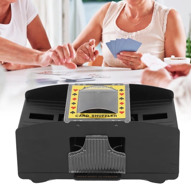 Card Shuffler, Adult Elderly Electric Automatic 2 Deck Labor Saving Card Shuffler Tool Accessory Poker Chips