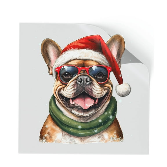 Hello Winter French Bulldog Frosty Morning Walk Welcome Snowy Christmas Cutout Transfer Sticker Dog Lover Gifts Transparent Decal Art Decor - 02018