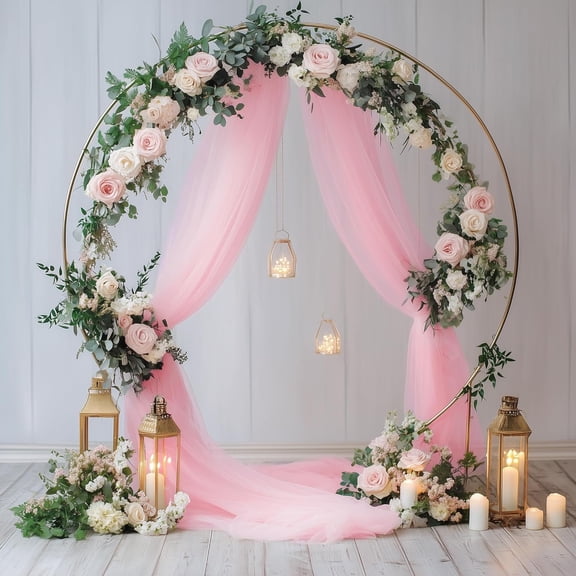 Wedding Arch Draping Fabric Panel Blush Pink Sheer Chiffon Backdrop Drapes for Wedding Ceremony Birthday Party Bridal Shower Outdoor Decoration