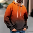 thumbnail image 2 of VBTAPA Men's Pullover Hoodie Gradient Color Hooded Sweatshirt Oversized Drop Shoulder Hoodies Loose Casual Drawstring Sweatshirts with Kangaroo Pocket Orange L, 2 of 5