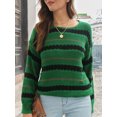 thumbnail image 2 of Women Sweater O Neck Splicing Color Casual Pullovers, 2 of 8