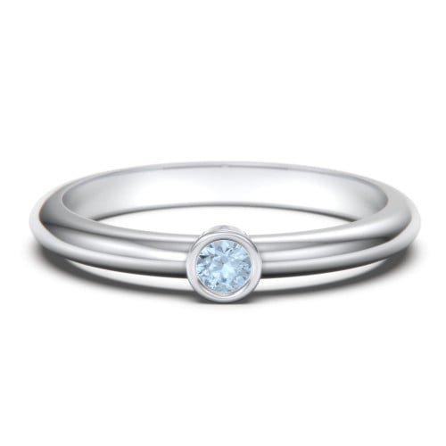 Classic Bezel Set Birthstone Ring - Blue Topaz (December)
