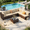 Beige-7-Backrest style, variant on Aiho Outdoor Patio Furniture Set with All Weather Wicker, 6 Pieces Outdoor Sectional Sofa with Soft Cushions and Coffee Table, For Garden, Backyard, Poolside, Patio, Porch and Balcony - Gray