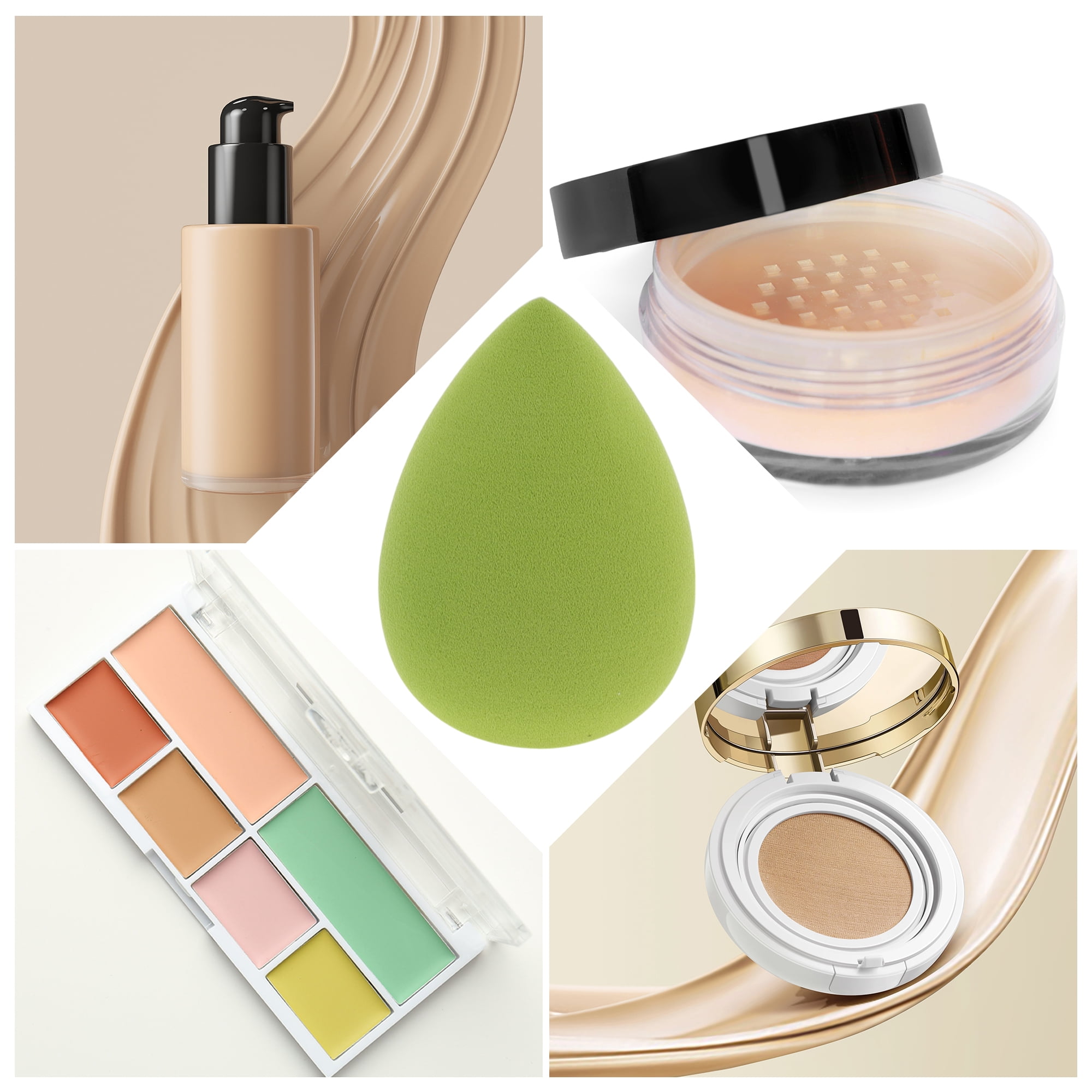 Unique Bargains 1 Pc Teardrop Shaped Puff for Travel Dressing Tables Use Matcha Green
