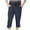 Navy Blue, variant on XFLWAM Women Casual Capri Pants Summer Lightweight Elastic Waist Wide Leg Loose Yoga Cropped Pants with Pockets Black L