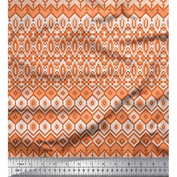 Soimoi Cotton Duck Fabric Aztec Geometric Print Fabric by The Yard 42 Inch Wide