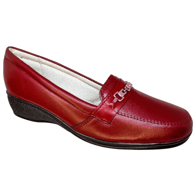 Zapato Casual Confort Dama Piel Borrego Herraje Acojinado 22/27 Rojo Enco Footwear Casual Herraje Zapato Piel Borrego confort Color Rojo